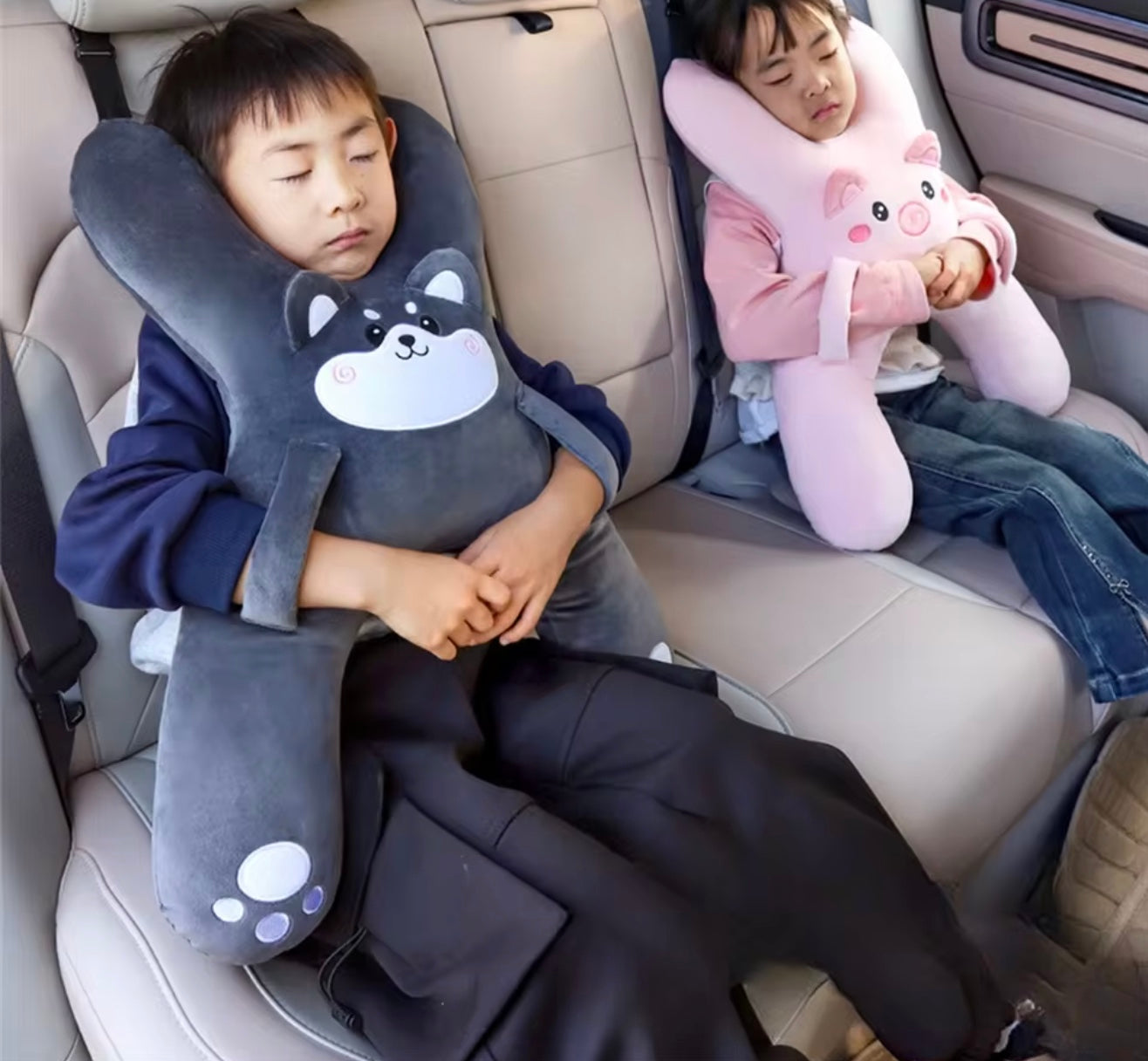 Kids Car Neck Pillow Seat Belt Travel Cushion – Safety Sleep Aid for Children