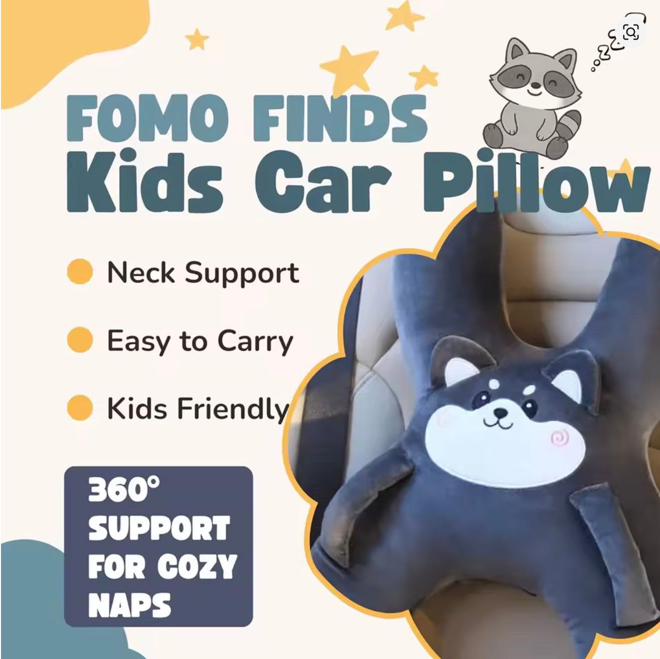 Kids Car Neck Pillow Seat Belt Travel Cushion – Safety Sleep Aid for Children
